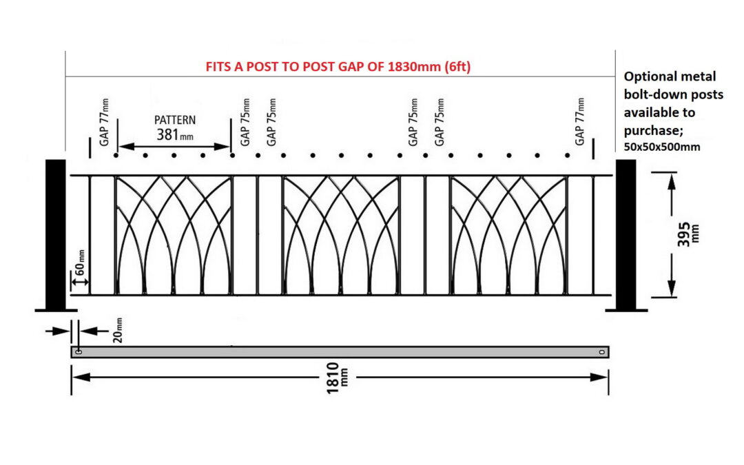 (ABZP06) 1830mm (6′) GAP x 395mm (15″) HIGH