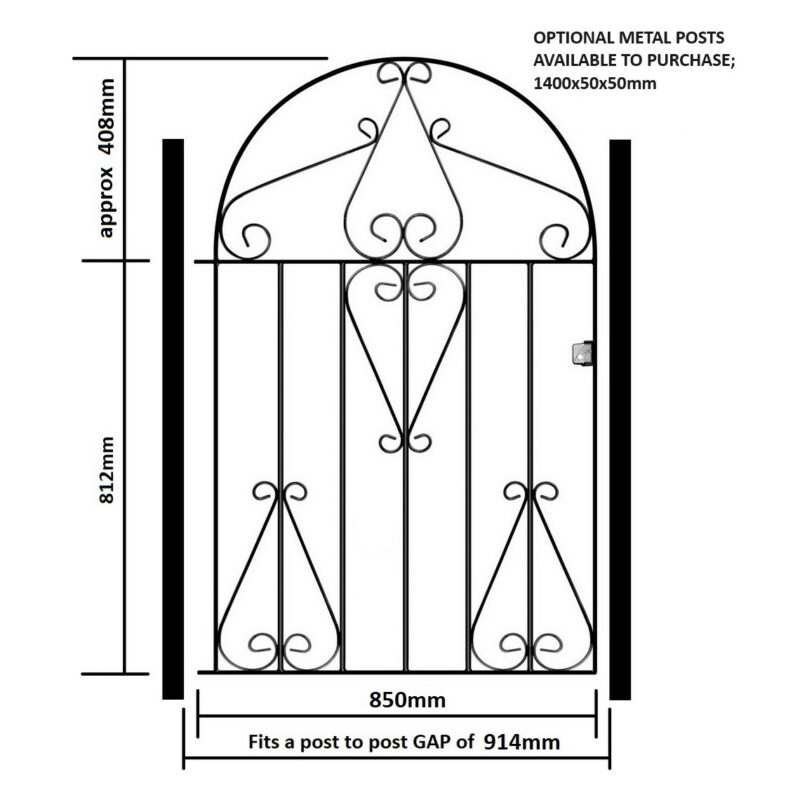 Classic Scroll Low Bow Top Metal Garden Gate CLBZP52