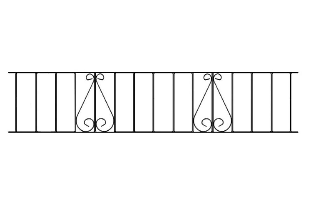 Classic Scroll Metal Garden Railing Panels 356mm High