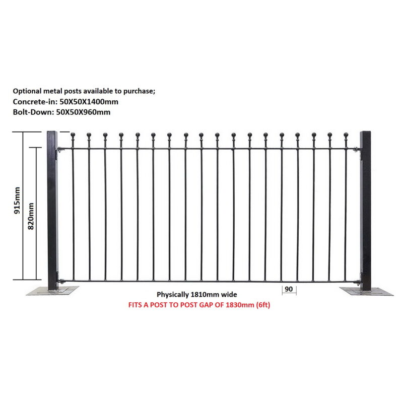 Manor Ball Top Metal Garden Fence Panel metal fencing 915mm High
