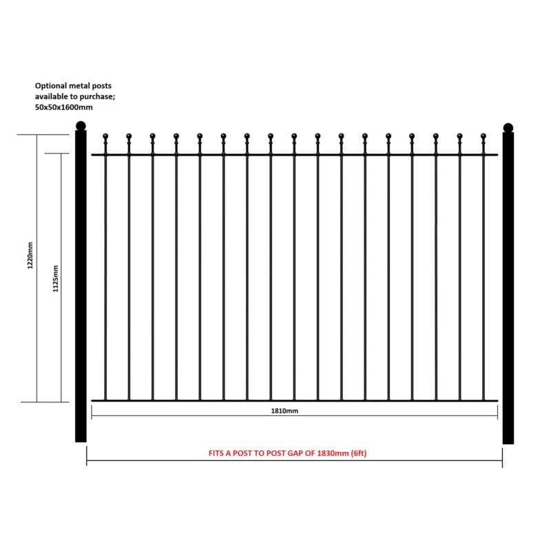 ball top Garden Metal Fence Panel