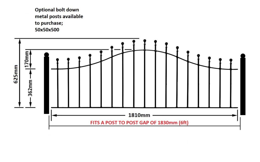 (SAZP04) 1830mm (6′) GAP x 660mm (26″) HIGH