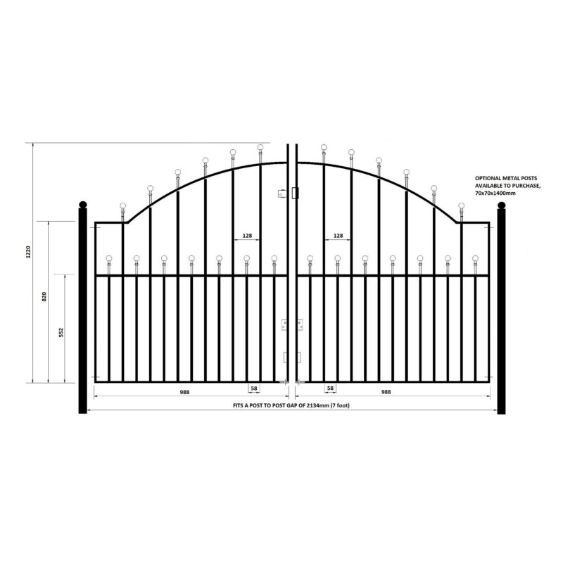 Manor Ball Top Arched Metal Driveway Gates MAZP10