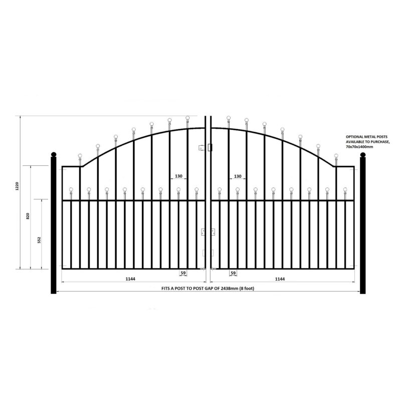 Manor Ball Top Arched Metal Driveway Gates MAZP13