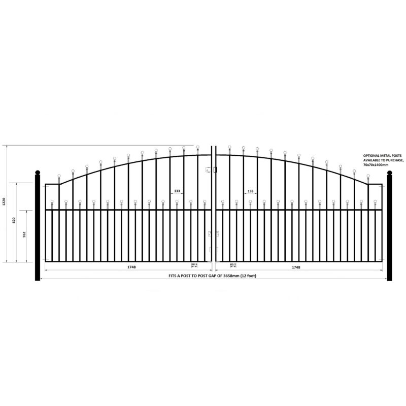 Manor Ball Top Arched Metal Driveway Gates MAZP25