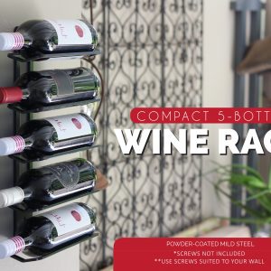 5 Bottle Wall Mounted Wine Rack Metal Display Stand Holder